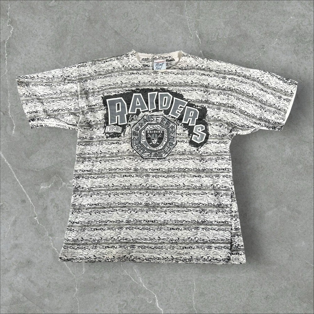 Vintage Oakland Raiders Shirt Mens Medium Black Raiders Graphic NFL Gameday AOP - Picture 1 of 7